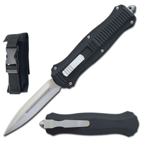 9" Pulse Checker Black D/A OTF Automatic Knife Dagger Point Satin Plain