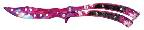 9.5" Galaxy Curved Butterfly Knife Trainer Purple Practice