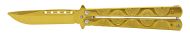 9" Gold Ripples Heavy Butterfly Knife Gold Drop Point