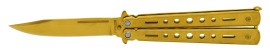 9" Golf Holes Butterfly Knife Gold Drop Point