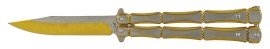 9 Inch Balisong Gold Bone Butterfly Knife Gold Drop Point