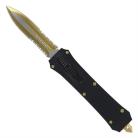 9.5" King Coffin Black D/A OTF Automatic Knife Gold Spear Serrated