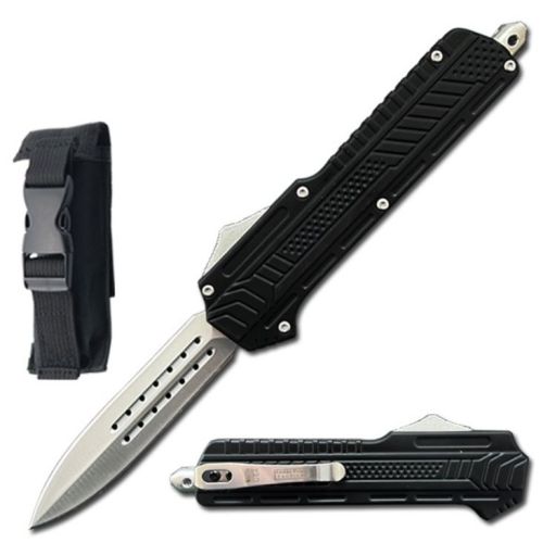 9" Midnight OPS Military OTF Dual Action Automatic Knife Silver Dagger Blade