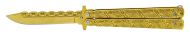 9" Neck Chain Heavy Butterfly Knife Gold Drop Point