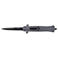 9" Old School ABS Carbon Fiber D/A OTF Stiletto Automatic Knife Black Bayonet