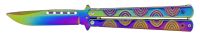 9" Radio Waves Titanium Heavy Butterfly Knife Rainbow Drop Point