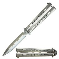9" Open Silver Draco Balisong Dagger Blade Butterfly Knife