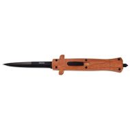 9" Wood Color ABS Brown Print D/A OTF Stiletto Automatic Knife Black Bayonet