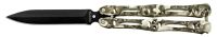 9.25" Zombie Skulls Butterfly Knife Black Spear Point