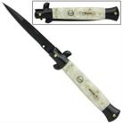 9.5" Black Pearl Stiletto Automatic Knife Side Opening