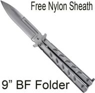 9" Silver Stiletto Style Butterfly Knife 12315