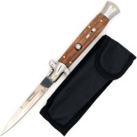 9.5 Inch Old School Wood Milano Stiletto Automatic Knife Bayonet