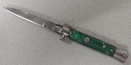9 Pearl Green Stiletto Automatic Knife Bayo Switchblade