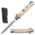 9.75" Milano Stiletto Imitation Ivory Automatic Knife Polished (3.5" Bayonet)