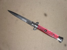 AB Acrylic Red 8.75" Stiletto Automatic Knife Bayo