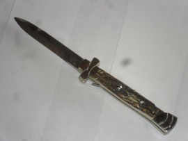 AGA Campolin 9" Maltese Cross Stag Horn Stiletto Automatic Knife Bayo