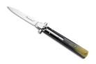 AGA Campolin Dominus Leverlock Brazilian Horn Stiletto Automatic Knife Satin Bayo