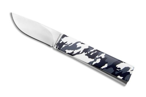 AGA Campolin Dragonfly Gravity Knife Silver Steel Mimetic White