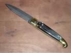 AGA Campolin Lever Lock Automatic Knife Dark Horn Brass Damascus