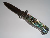 AGA Campolin Piccolo Abalone Stiletto Automatic Knife Dagger