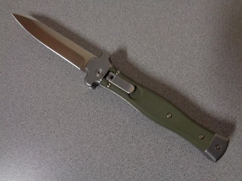 AGA Campolin Zero G-10 Green Leverlock Automatic Knife Satin Tanto