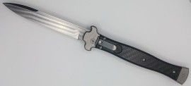 A.G.A. Campolin Zero + Leverlock Automatic Knife Black Carbon Fiber  (4.7" Satin Bayonet)