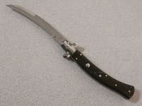 AKC 11" Black Marble Automatic Stiletto Knife Curved Bayo