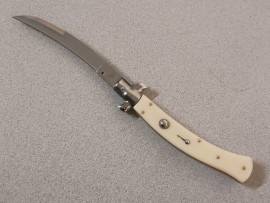AKC 11" Imitation Ivory Automatic Stiletto Knife Curved Bayo