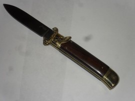 AKC 8 Inch Cocobolo Leverlock Brass Shot Puller Automatic Knife