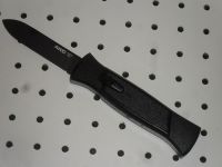 AKC 8 1/2 Inch Black Finger D/A OTF Black Flat Grind Automatic Knife