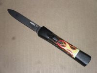 AKC Concord Flames Black Flat Grind Italian OTF Automatic Knife