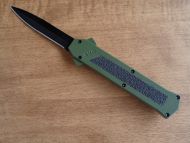 AKC F16 Military Green Out The Front Automatic Knife Black Bayo