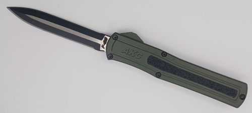 AKC F-20 D/A OTF Automatic Knife Army Green Two Tone Dagger (8.4" Overall)