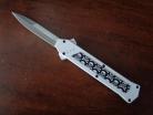 AKC F16 White Skulls Out The Front Automatic Knife