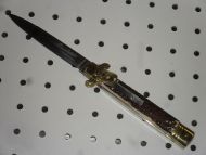 AKC 9" Leverletto Stag Horn Automatic Knife Brass Bolsters