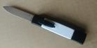 AKC Mini Concord Black White D/A OTF Automatic Knife Satin Flat Grind