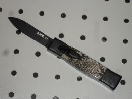 AKC Mini Concord Snakeskin Gray OTF Automatic Knife - Flat Grind/Black