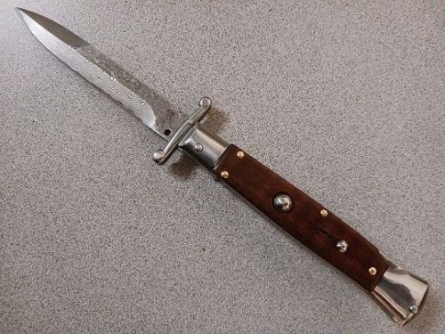 AKC Swinguard 9" Italian Automatic Stiletto Snakewood Damascus