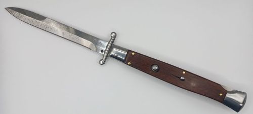 AKC World 11" Italian Stiletto Automatic Swinguard Snake Wood (4.6" Polished)