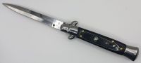 AKC World 9" Black Italian Stiletto Automatic Knife Bayonet Satin