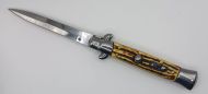 AKC World 9" Stag Italian Stiletto Automatic Knife Bayonet Satin