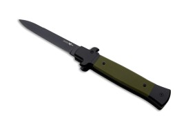 AKC X-Treme Shadow 9" Green G-10 Stiletto Automatic Knife D2 Black Bayo