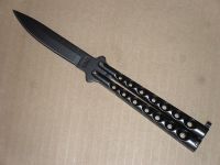 Balisong Black Flipping Heavy Butterfly Knife Black Plain