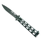 Bear And Son Black Butterfly Knife Damascus Drop Point
