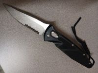 Dark Black Side Opening Automatic Knife Serrated