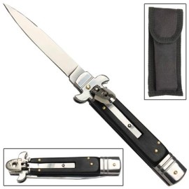 Leverlock Stiletto Automatic Switchblade Knives - Black 1dz