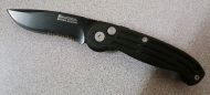 Boker Magnum Mini Black Drop Point Serrated Automatic Knife Black