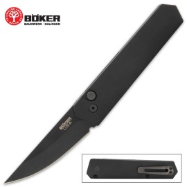 Boker Plus Kwaiken Black Mini Automatic Knife Black Drop Point