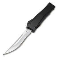 Boker Plus Lhotak Eagle D/A OTF Automatic Knife Stonewash Recurve Black Aluminum 06EX221