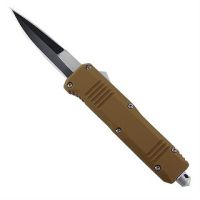 Brown Mustard D/A OTF Automatic Knife Black Bayo